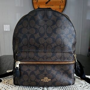 Coach Brown and Black Backpack with Signature Logo 💖